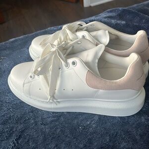 Alexander McQueen sneakers white with pink accent size 39 and 1/2 NWOT